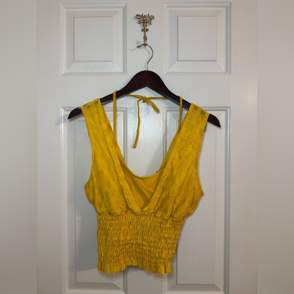 Maeve Layered Smocked Tank Size Medium Yellow - Picture 1 of 4